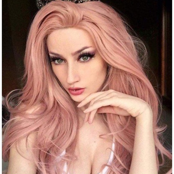 Wavy Rose Pink Lace Front Wig